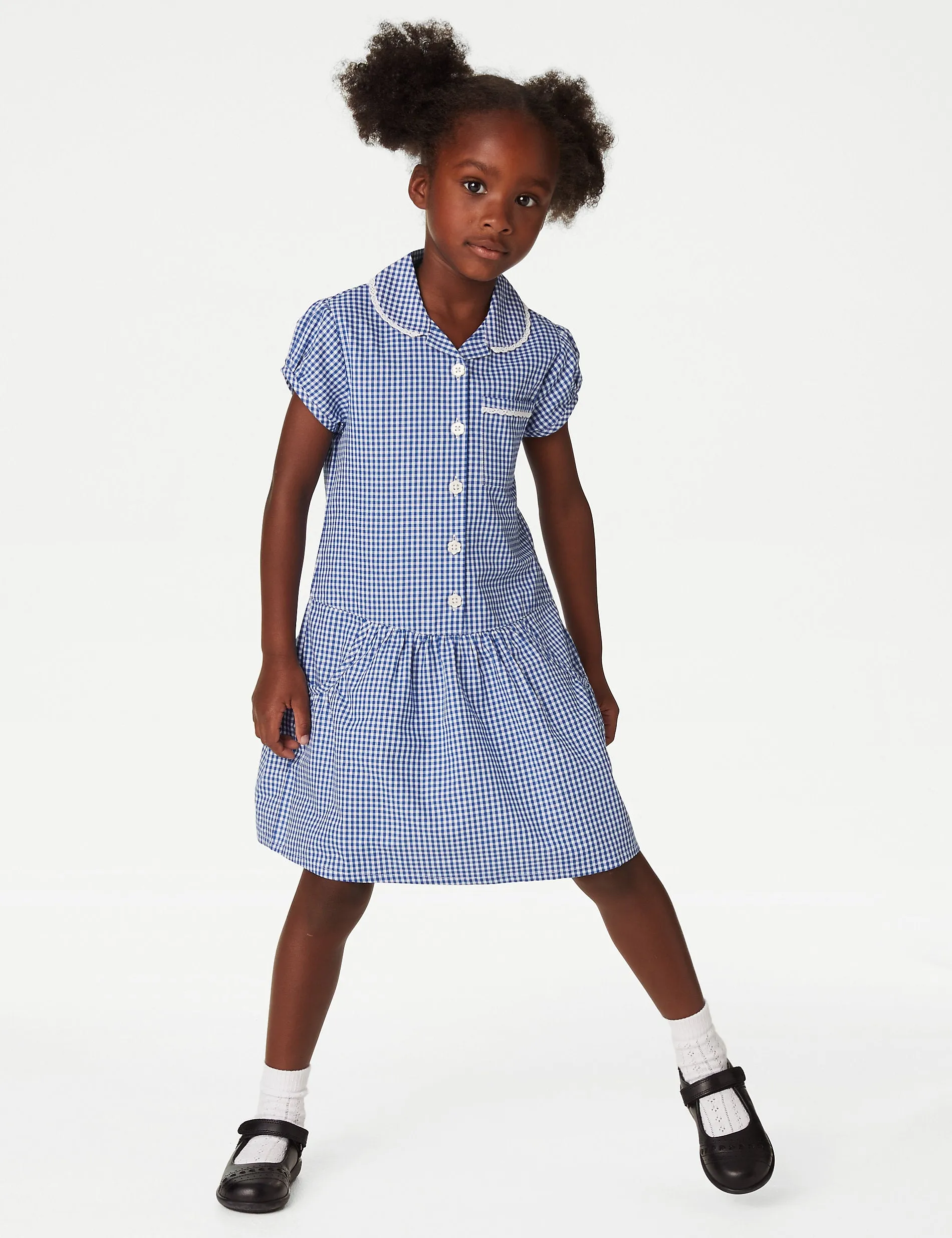 2 Pack Gingham Cotton School Dresses for Girls (2-14 Years) Marks & Spencer