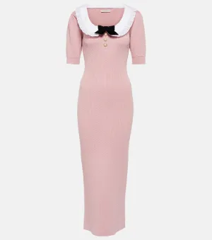 ALESSANDRA RICH Cotton Blend Embellished Midi Dress, Pink