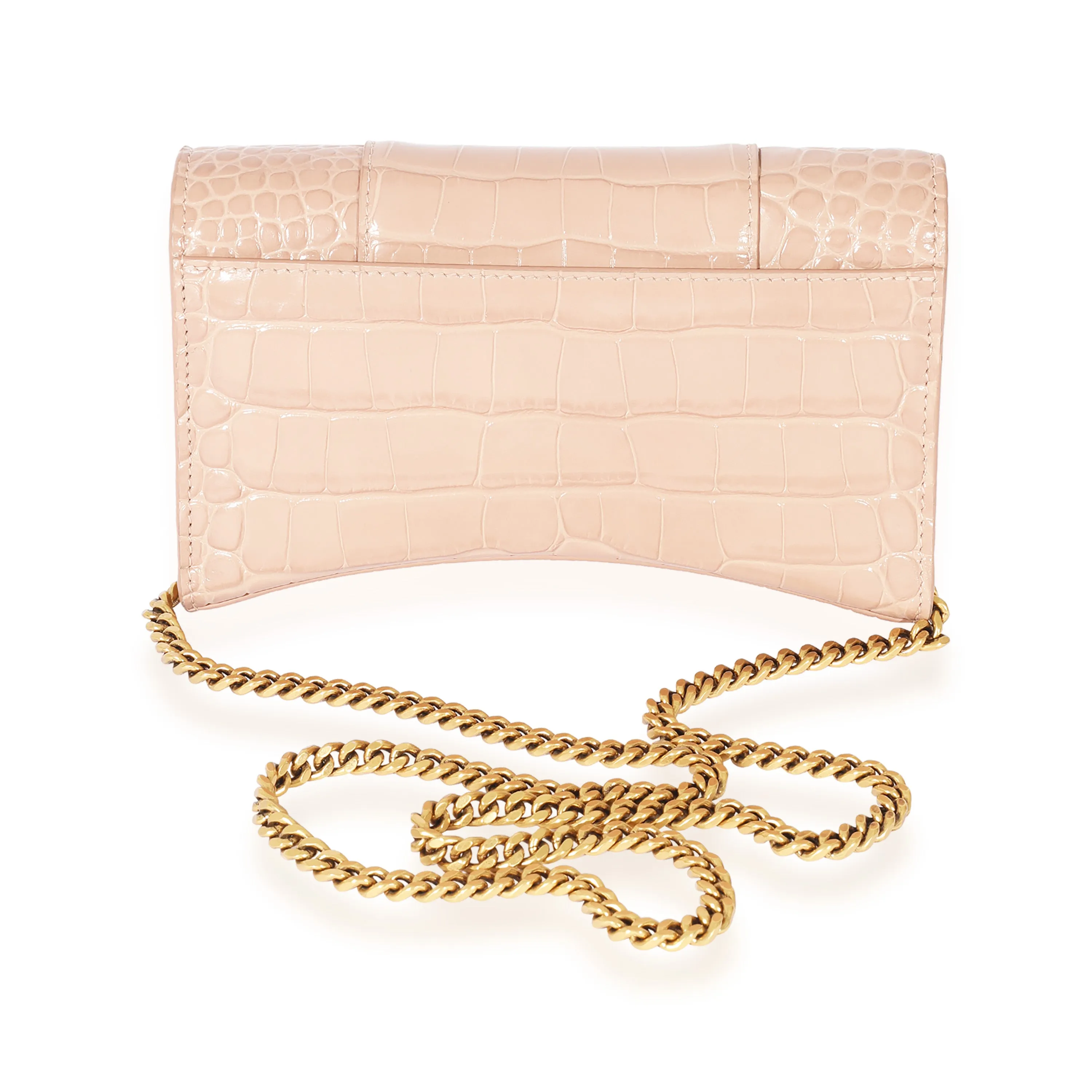 Balenciaga Croc Embossed Hourglass Chain Wallet