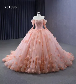 Beautiful Flower Ball Gowns Off-the-shoulder Sweet 16 Ball Gown Quinceanera Dress 231096