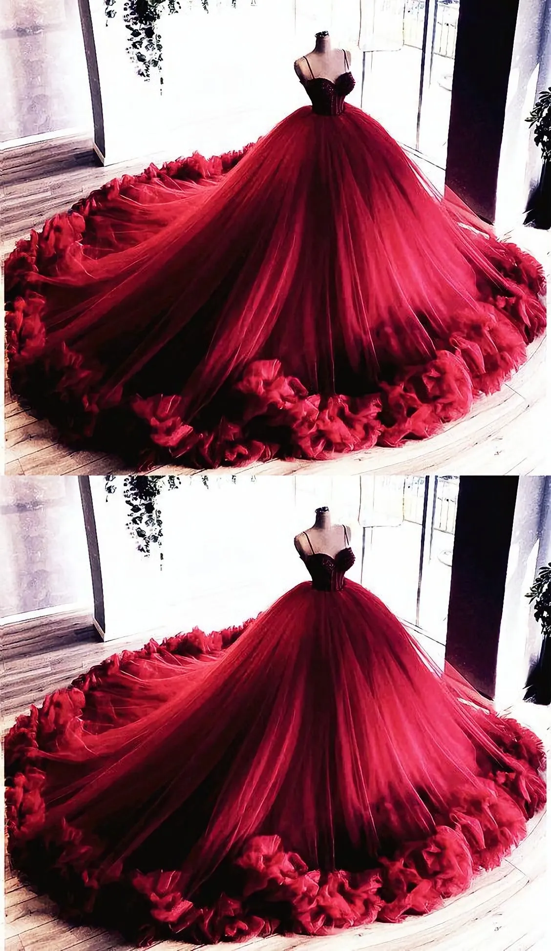 Burgundy Quinceanera Dresses Ball Gown Prom Dress