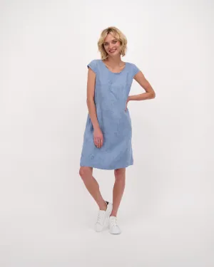 Cap Sleeve Linen Shift Dress