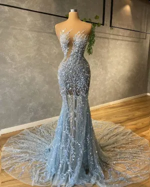 Chic Gray Prom Dresses Sexy Evening Dresses