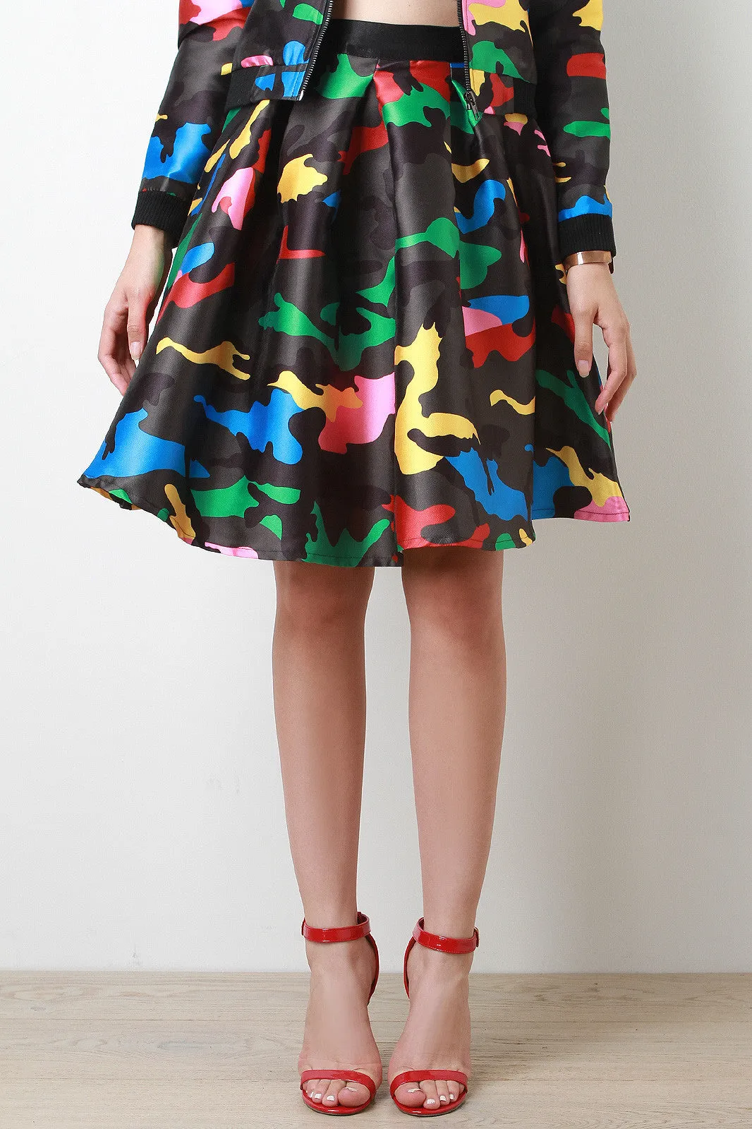 Colorful Camouflage Print Skirt