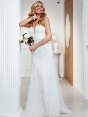 Lace Sweetheart Outdoor Strapless Wedding Dress