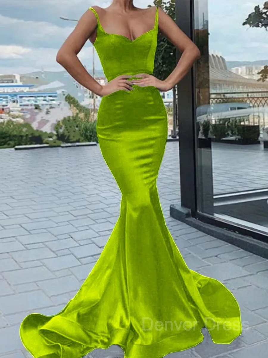 Mermaid Sweetheart Sweep Train Elastic Woven Satin Prom Dresses