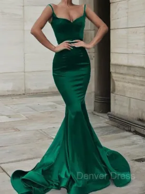 Mermaid Sweetheart Sweep Train Elastic Woven Satin Prom Dresses