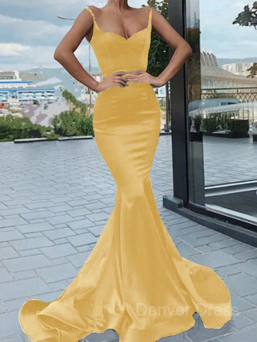 Mermaid Sweetheart Sweep Train Elastic Woven Satin Prom Dresses