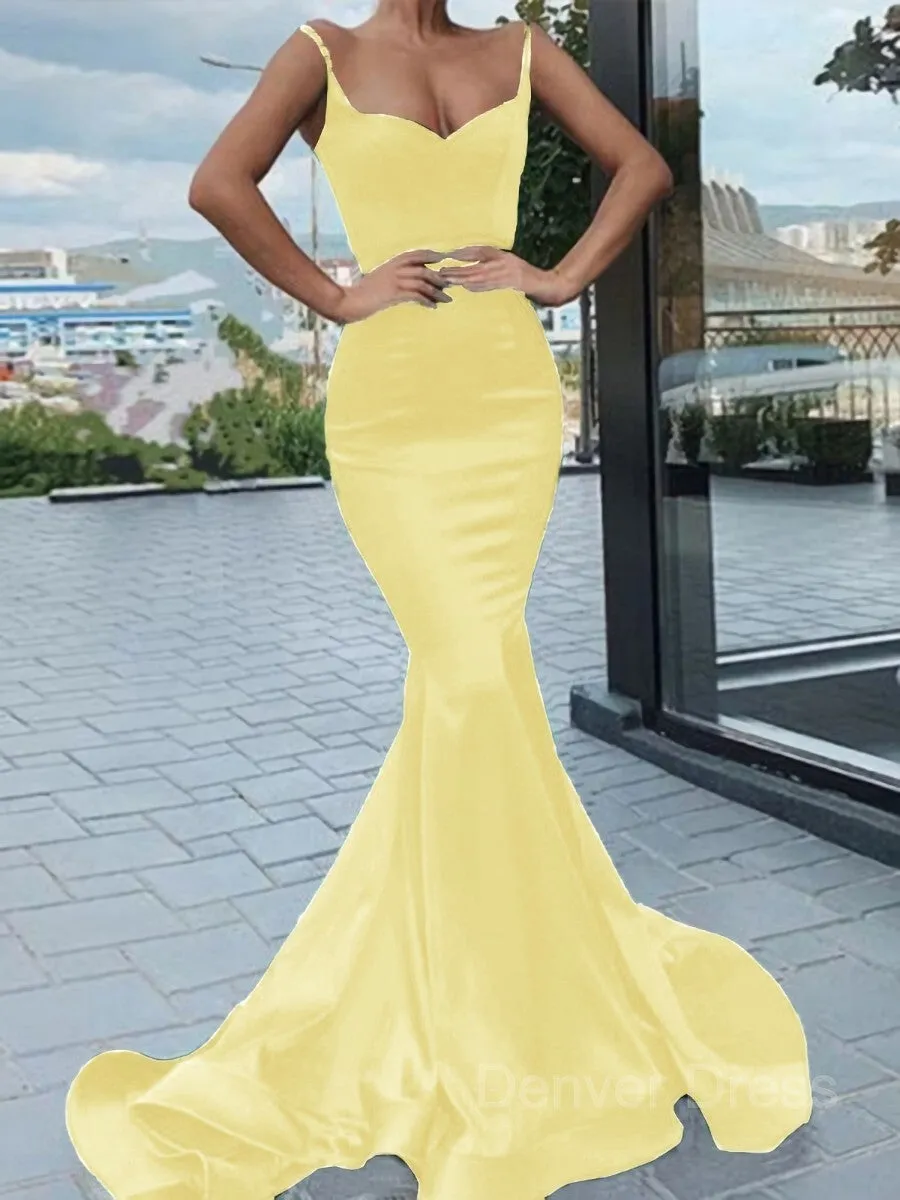 Mermaid Sweetheart Sweep Train Elastic Woven Satin Prom Dresses