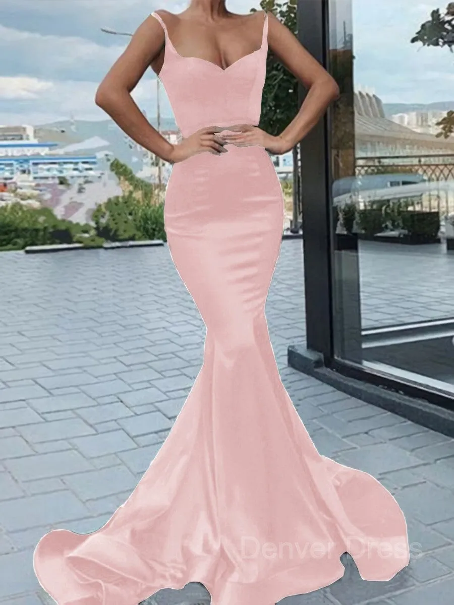 Mermaid Sweetheart Sweep Train Elastic Woven Satin Prom Dresses