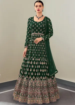 Sacramento Green Multi Thread Embroidered Anarkali Suit