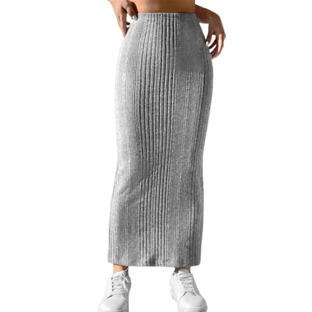 Striped High Waist Knitted Maxi Skirt.