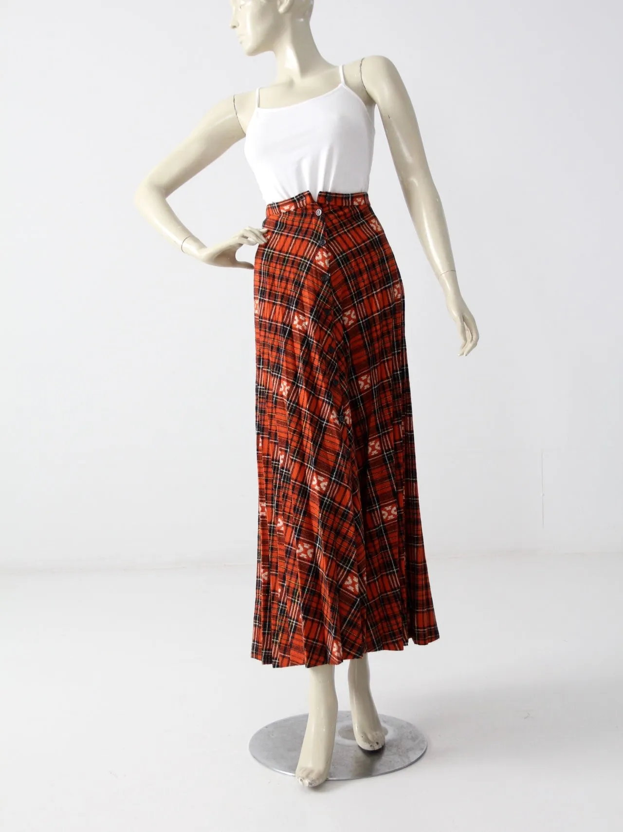 vintage 70s plaid maxi skirt